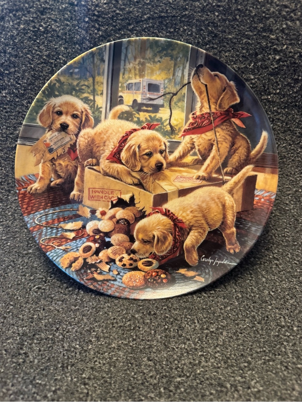 1993 Bradford Exchange "Handle with Care" Plate Carolyn Jagodits Little Bandits - Picture 6 of 6